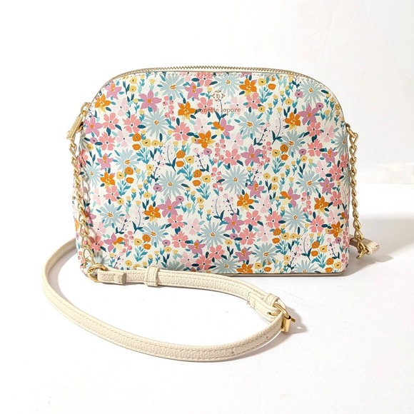 Nanette Lepore Handbags - Nanette Lepore Floral Vegan Leather Crossbody Bag Pastel Dome Chain Strap Purse